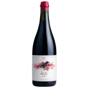 Vino Tinto y Ecológico AUS Merla 2022 de Cellercans con ilustración de pájaro